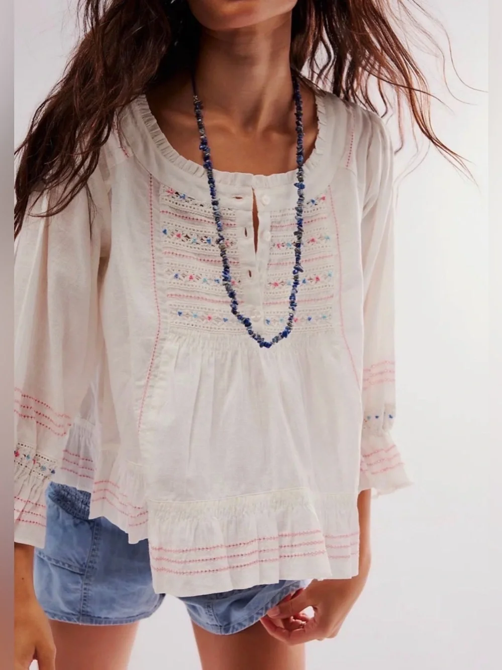 Free People Boho Ready For You Blouse, Size Medium